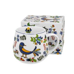 Taza Mug Ancho Pajaro Etnico Porcelana para Té e Infusion Porcelana Caja Ideal Regalo