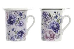 Mug para Infusiones Porcelana 380 ml Flores Azules