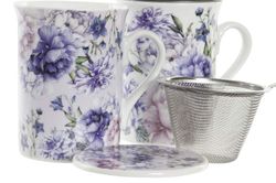 Mug para Infusiones Porcelana 380 ml Flores Azules