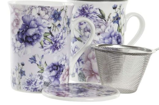 Mug para Infusiones Porcelana 380 ml Flores Azules