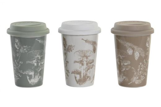 Mug vaso desayuno con tapa silicina diseño romamtico en porcelana