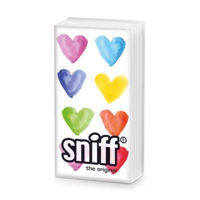 Pañuelos Papel Decorado Corazones Acuarela Sniff PPD 20 uds Ideal Regalo