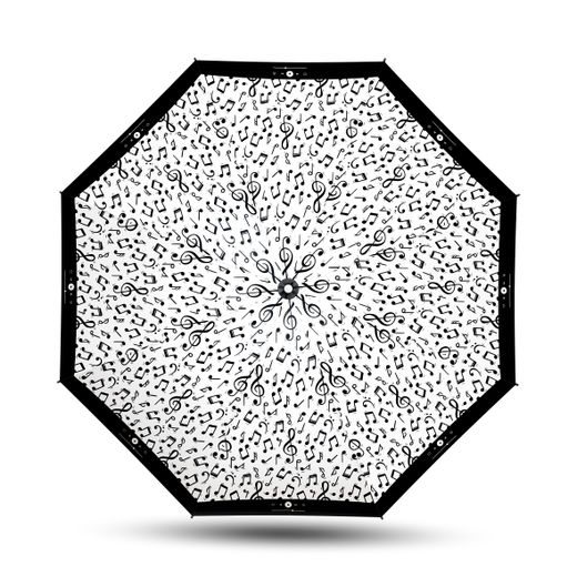 Paraguas Plegable Mujer A/C Estampado Musical 54/8 3sec.Ø94cm Altura 28cm