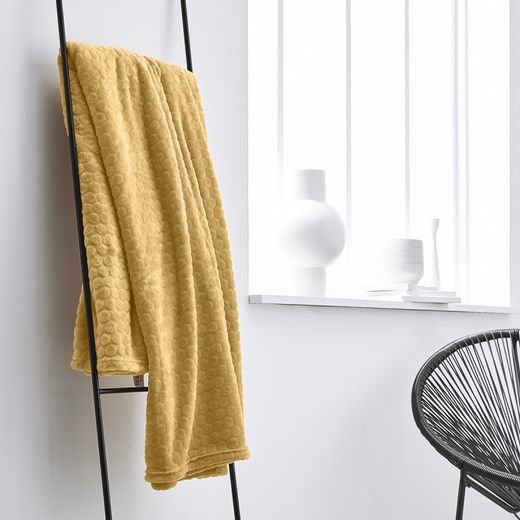 Plaid Manta Tacto Seda Luxe Topos ocre 150x200cm