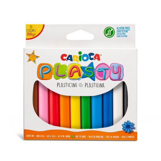 Plastilina Bloque 200 gr 10 colores Carioca