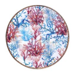 Plato Centro Madera Grande Decorado Coral