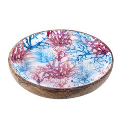 Plato Centro Madera Mediano Decorado Coral
