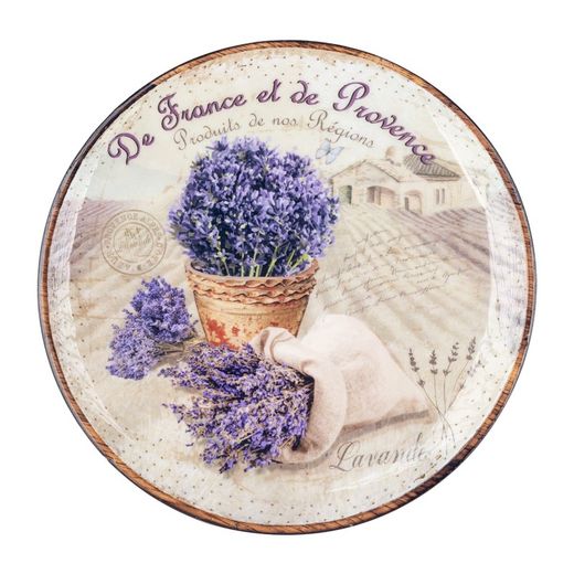 Plato Centro Madera Mediano Decorado Lavanda