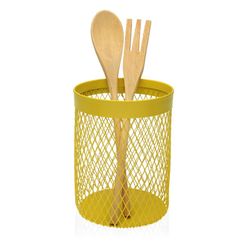 Portautensilios bote de cocina para utencilios en metal amarillo