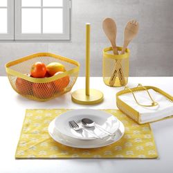 Portautensilios bote de cocina para utencilios en metal amarillo