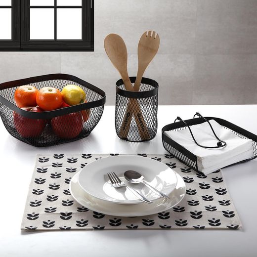 Portautensilios bote de cocina para utencilios en metal negro