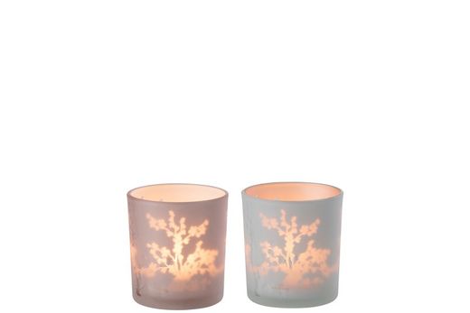 Portavela Decoración Sakura Cristal Rosa Azul Pequeño Jolipa