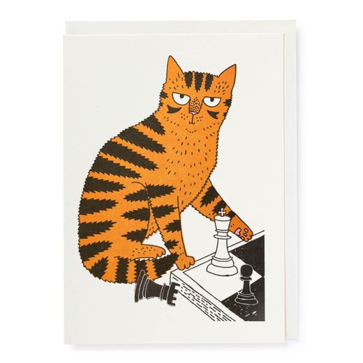 Postal Original Chess Cat Archivist Ideal Regalo