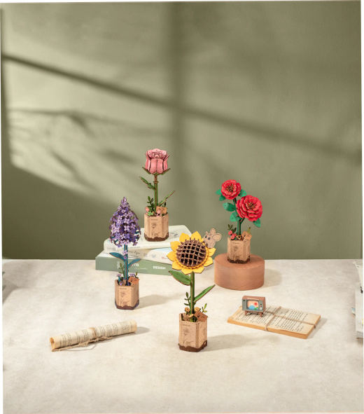 Puzzle 3D Miniatura Lila Robotime Flor para Montar