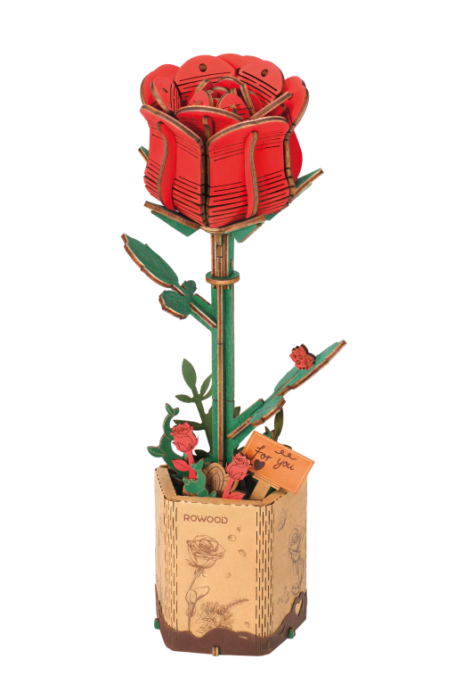 Puzzle 3D Miniatura Rosa Rosa Robotime Flor para Montar