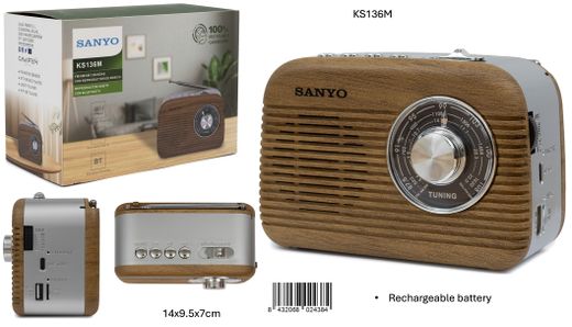 Radio Med Bluetooth Sanyo Retro Ideal Regalo