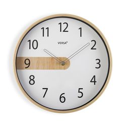 Reloj cocina pared blanco detalle madera 30,5 cm