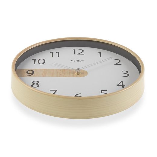 Reloj cocina pared blanco detalle madera 30,5 cm