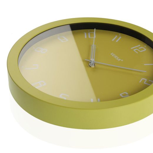 Reloj pared gris minimalista 30cm mostaza