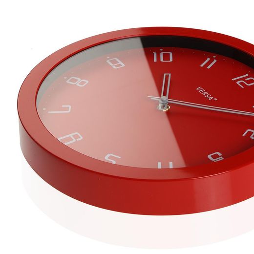 Reloj pared gris minimalista 30cm rojo