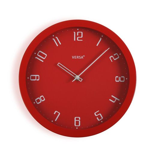 Reloj pared gris minimalista 30cm rojo