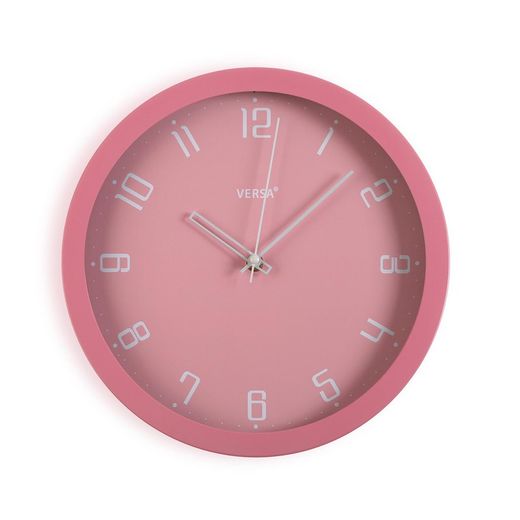 Reloj pared gris minimalista 30cm fucsia