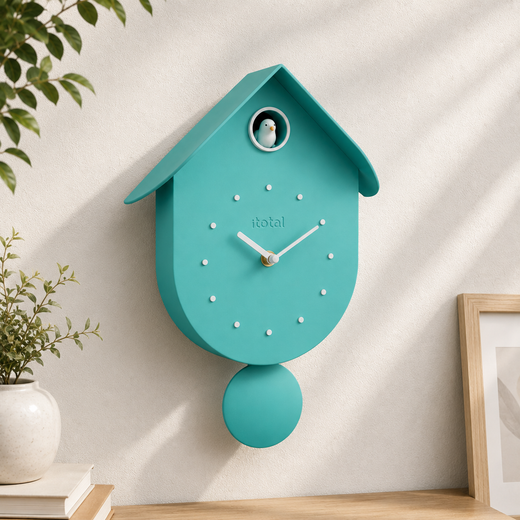 Reloj de cuco Pajarito azul verdoso Ideal Regalo I Total