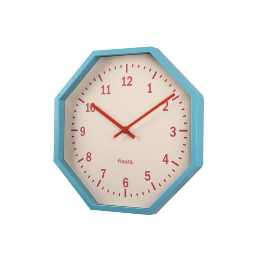 Reloj de Pared Octogonal Azul Celeste Fisura