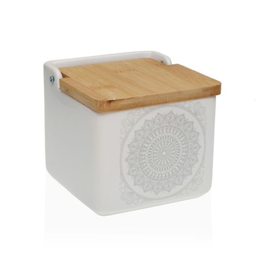 Salero Cocina Diseño Mandala Tapa Bambú Versa