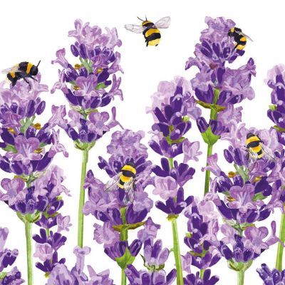 Servilleta Decorada Abejas y Lavanda PPD 33x33 Ideal Primavera