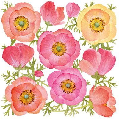 Servilleta Decorada Flores Poppy Paradise PPD 33x33 Ideal Fiesta