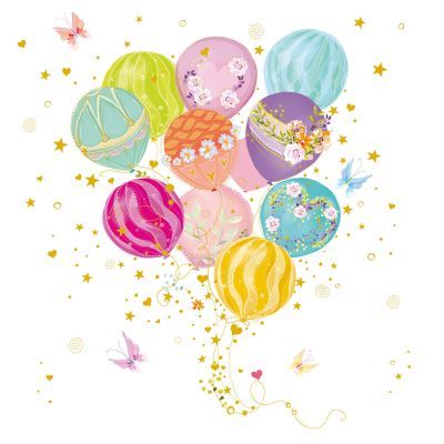 Servilleta Decorada Globos Fiesta Cumpleaños PPD 33x33 Ideal Celebración