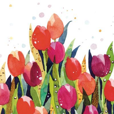 Servilleta Decorada Tulipanes Splash PPD 33x33 Ideal Primavera