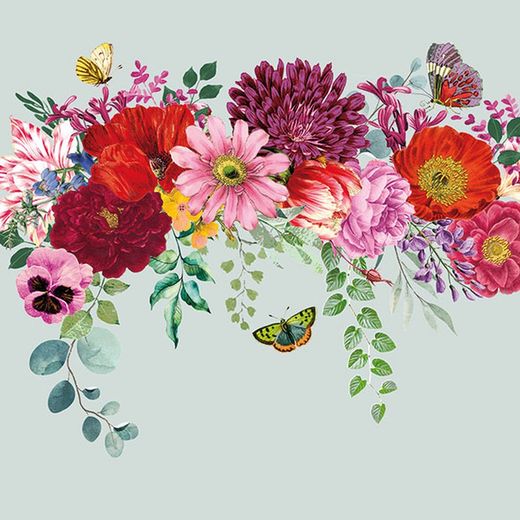 Servilletas Ambiente 33x33 20 ud FLOWER BORDER GREEN