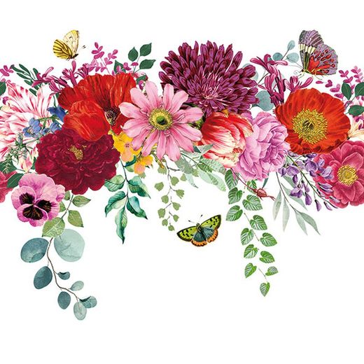 Servilletas Ambiente 33x33 20 ud FLOWER BORDER WHITE