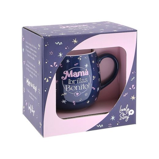 Taza 400Ml Ovalada Mamá ¡ Brillas Bonito! Ideal para Regalo