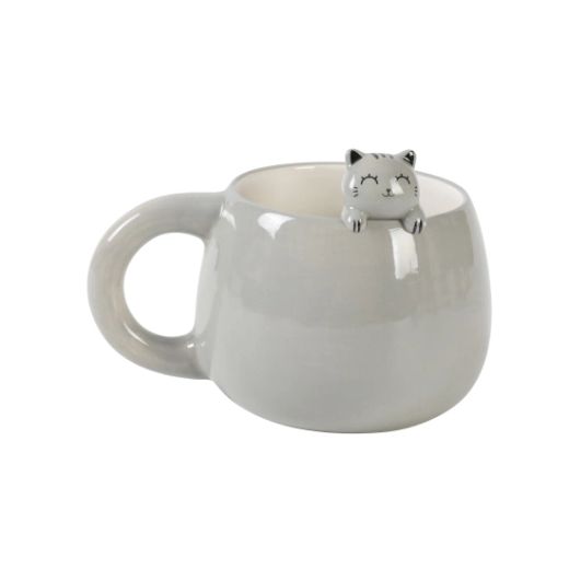 Taza 450 ml Infantil Charm Gato Gris I Total Ideal Regalo