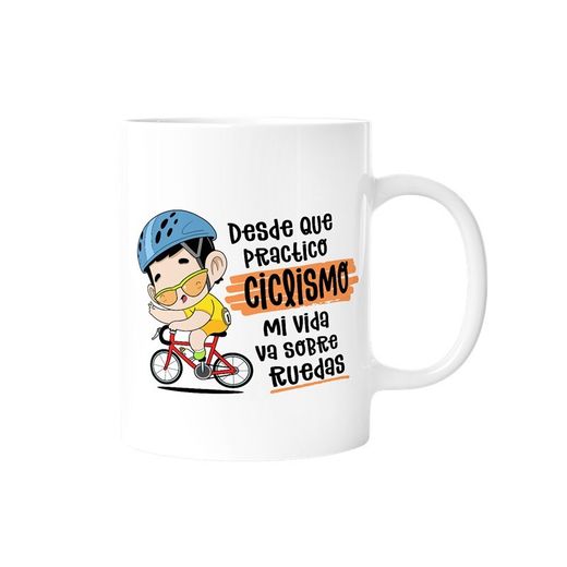 Taza Desde Que Practico Ciclismo Mi Vida Va Sobre Ruedas (Hombre) Ideal para Regalo