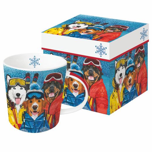 Taza diseño Perros Esquiadores Caja Regalo PPD
