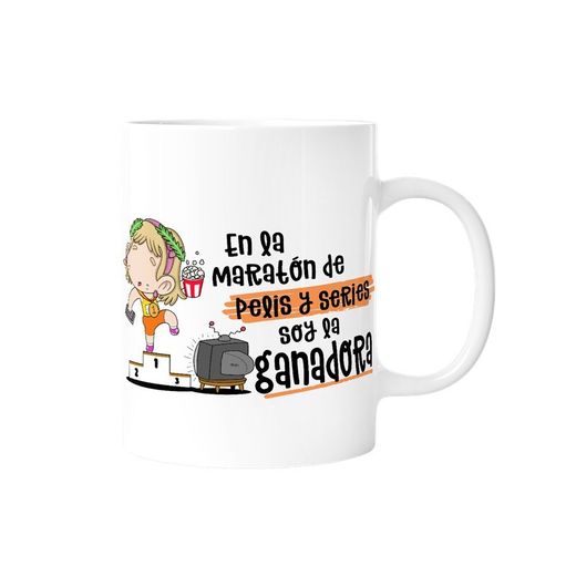 Taza En La Maratón De Pelis Y Series Soy La Ganadora Ideal para Regalo