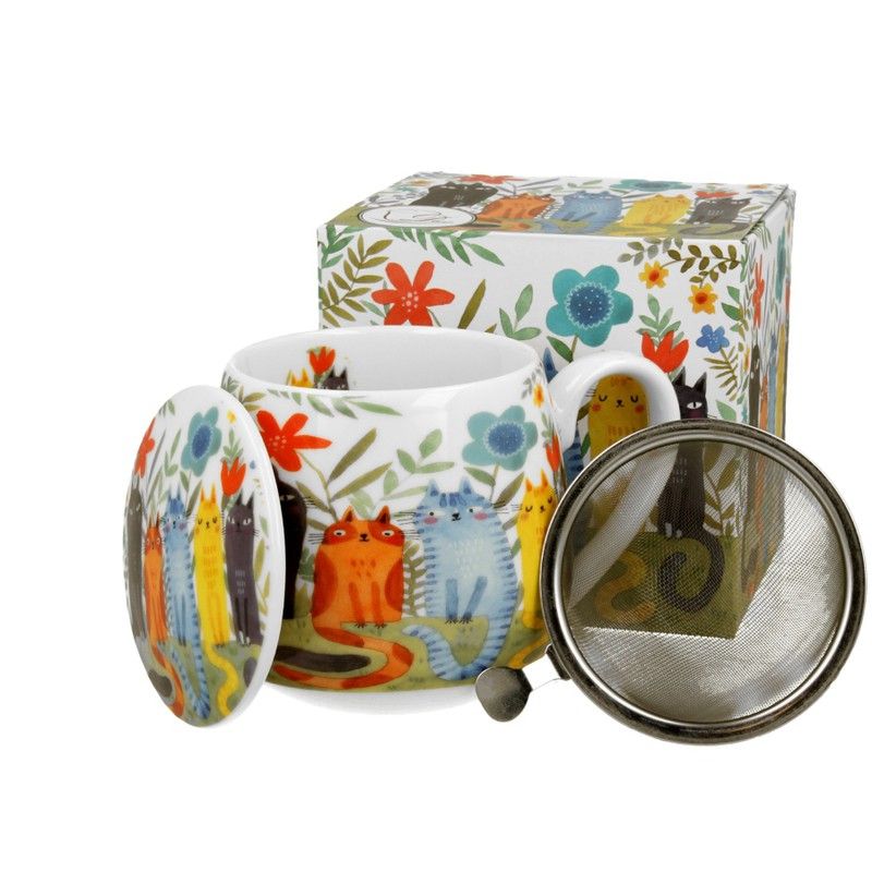 Taza Infusion Gatos Garden Porcelana para Té e Infusion
