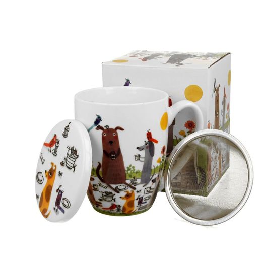 Taza Infusion Perro Picnic Porcelana Caja Ideal Regalo