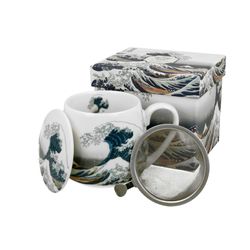 Taza Infusion Ola Japonesa Porcelana para Té e Infusion Porcelana Caja Ideal Regalo
