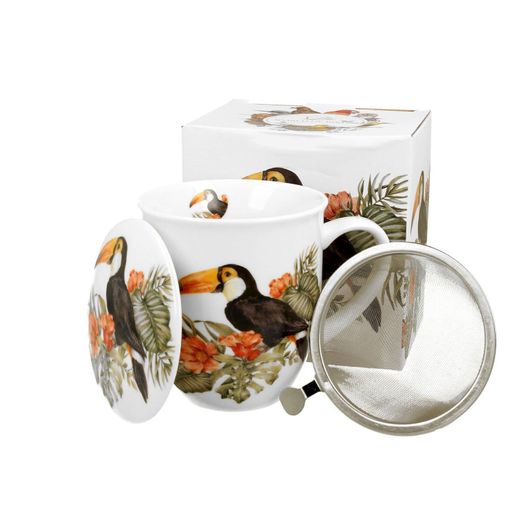 Taza Infusor Tucan Porcelana Caja Ideal Regalo