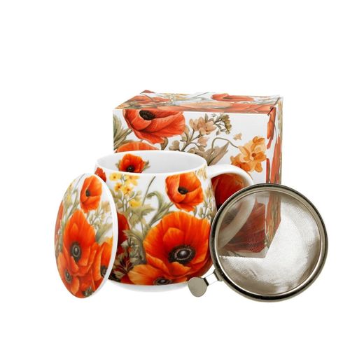 Taza Infusor Poppies Duo Porcelana Caja Regalo Porcelana Caja Ideal Regalo