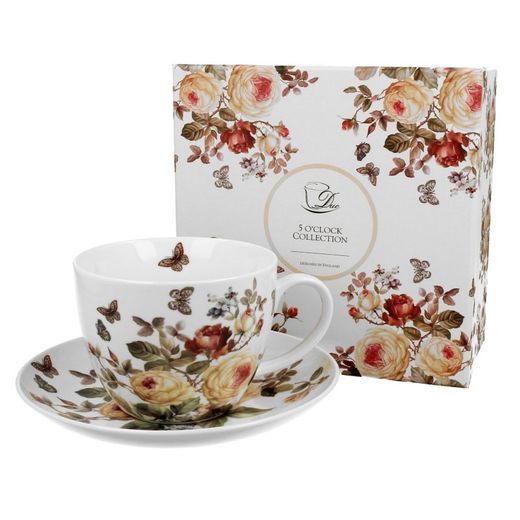 Taza Jumbo Con Plato Rosa Ma Porcelana Duo Art Gallery