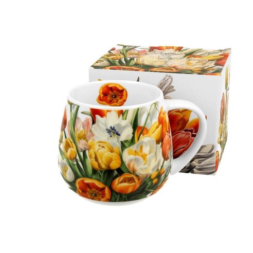 Taza Mug Ancho Tulips Porcelana Caja Ideal Regalo