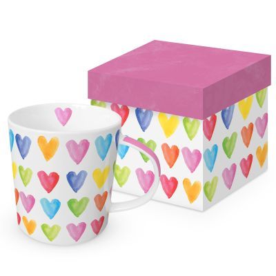Taza Mug Corazones Acuarela PPD Ideal Regalo