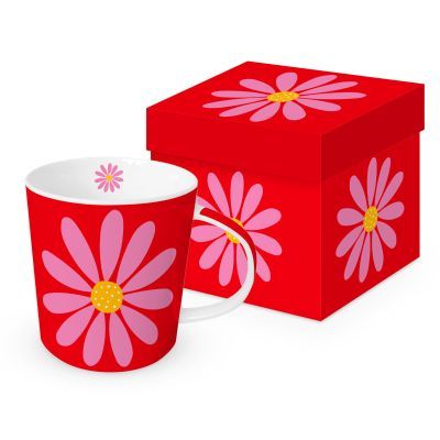 Taza Mug Flores Rojas Happy Flower PPD Ideal Regalo
