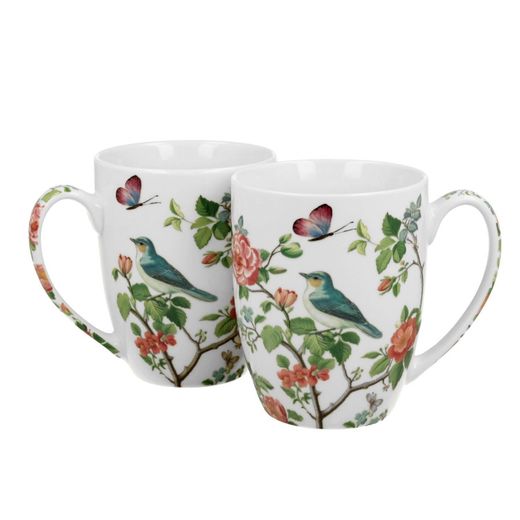 Taza Mug Juego de dos Crocus Pajaros Duo Porcelana Caja Regalo